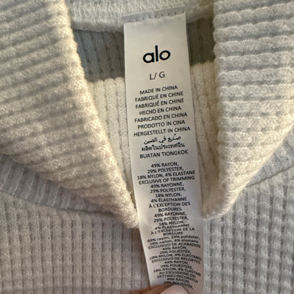 ALO Yoga Women's waffle Cream Cowl Neck Sweater - Picture 4 of 5